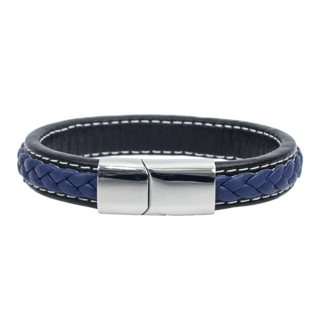 Schwarzes und blaues geflochtenes Lederarmband – ein Symbol der Unterscheidung | WILLYS JEWELLERY