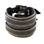 Breites Herren Lederarmband aus Echtleder mit goldener Schnalle, handgefertigt, verstellbar | WILLYS JEWELLERY