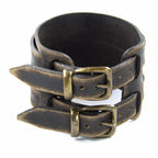 Breites Herren Lederarmband aus Echtleder mit goldener Schnalle, handgefertigt, verstellbar | WILLYS JEWELLERY