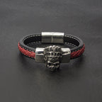 Schwarzes und rotes Lederarmband mit deutscher Handwerkskunst | WILLYS JEWELLERY