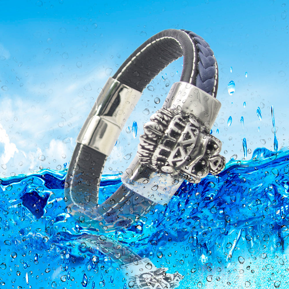 Hochwertiges schwarzes und blaues Lederarmband mit exquisiter Handwerkskunst | WILLYS JEWELLERY
