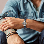 Hochwertiges schwarzes und blaues Lederarmband mit exquisiter Handwerkskunst | WILLYS JEWELLERY