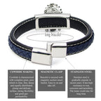Hochwertiges schwarzes und blaues Lederarmband mit exquisiter Handwerkskunst | WILLYS JEWELLERY