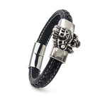 Schwarzes Lederarmband mit feinem Verschluss und magnetischer Verstärkung | WILLYS JEWELLERY