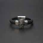 Schwarzes Lederarmband mit feinem Verschluss und magnetischer Verstärkung | WILLYS JEWELLERY