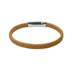 Haselnussbraunes Lederarmband mit poliertem Edelstahlverschluss