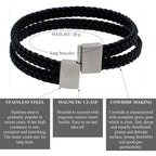Schwarzes Lederarmband mit zwei geflochtenen Strängen