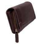 Damen Geldbörse aus Echtleder mit RFID-Schutz, Braun, 19 × 10 × 4 cm, 17 Kartenfächer, Reißverschluss