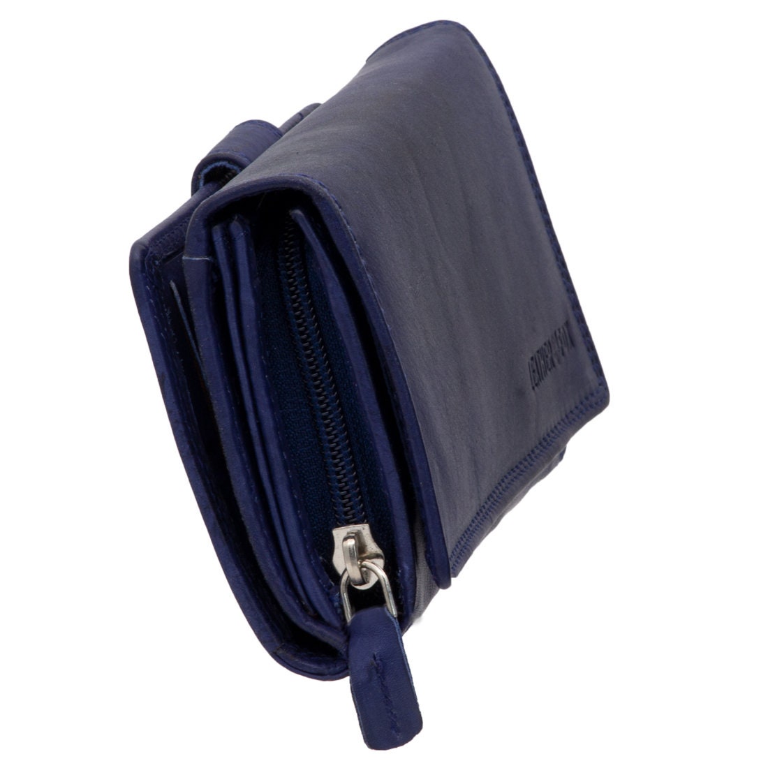 Damen Geldbörse aus Echtleder mit RFID-Schutz, Blau, 17 × 10 × 4 cm, großes Portemonnaie mit 22 Kartenfächern