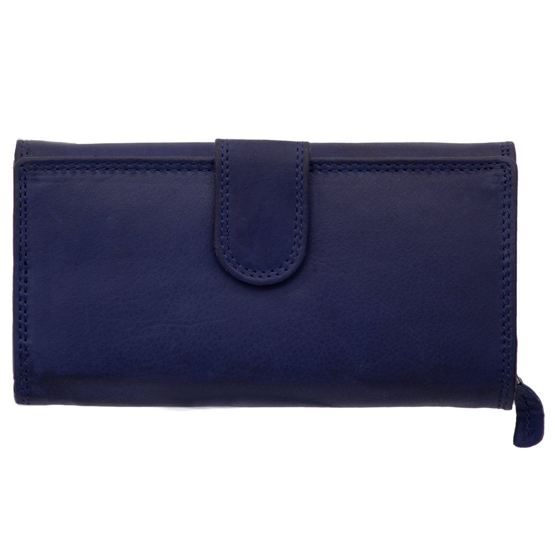 Damen Geldbörse aus Echtleder mit RFID-Schutz, Blau, 17 × 10 × 4 cm, großes Portemonnaie mit 22 Kartenfächern