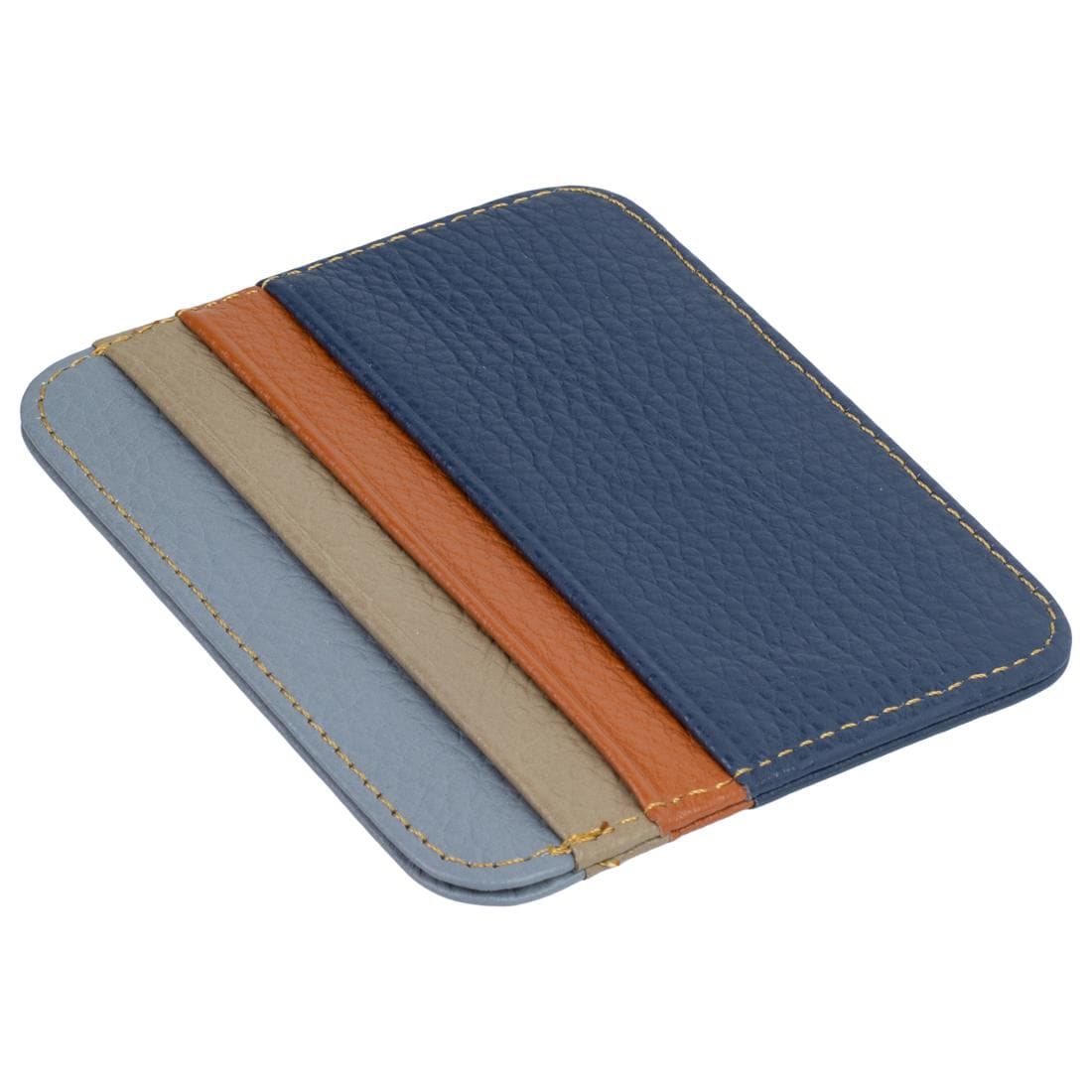 RFID Kartenetui Echtleder Blau – 6 Kartenfächer, 1 Geldscheinfach, Slim Card Holder 11×9×0,5 cm