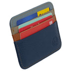 RFID Kartenetui Echtleder Blau – 6 Kartenfächer, 1 Geldscheinfach, Slim Card Holder 11×9×0,5 cm