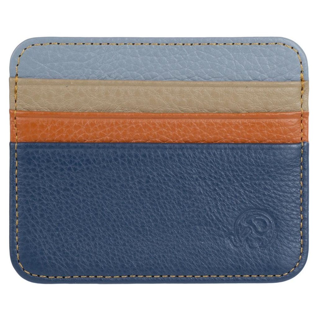 RFID Kartenetui Echtleder Blau – 6 Kartenfächer, 1 Geldscheinfach, Slim Card Holder 11×9×0,5 cm