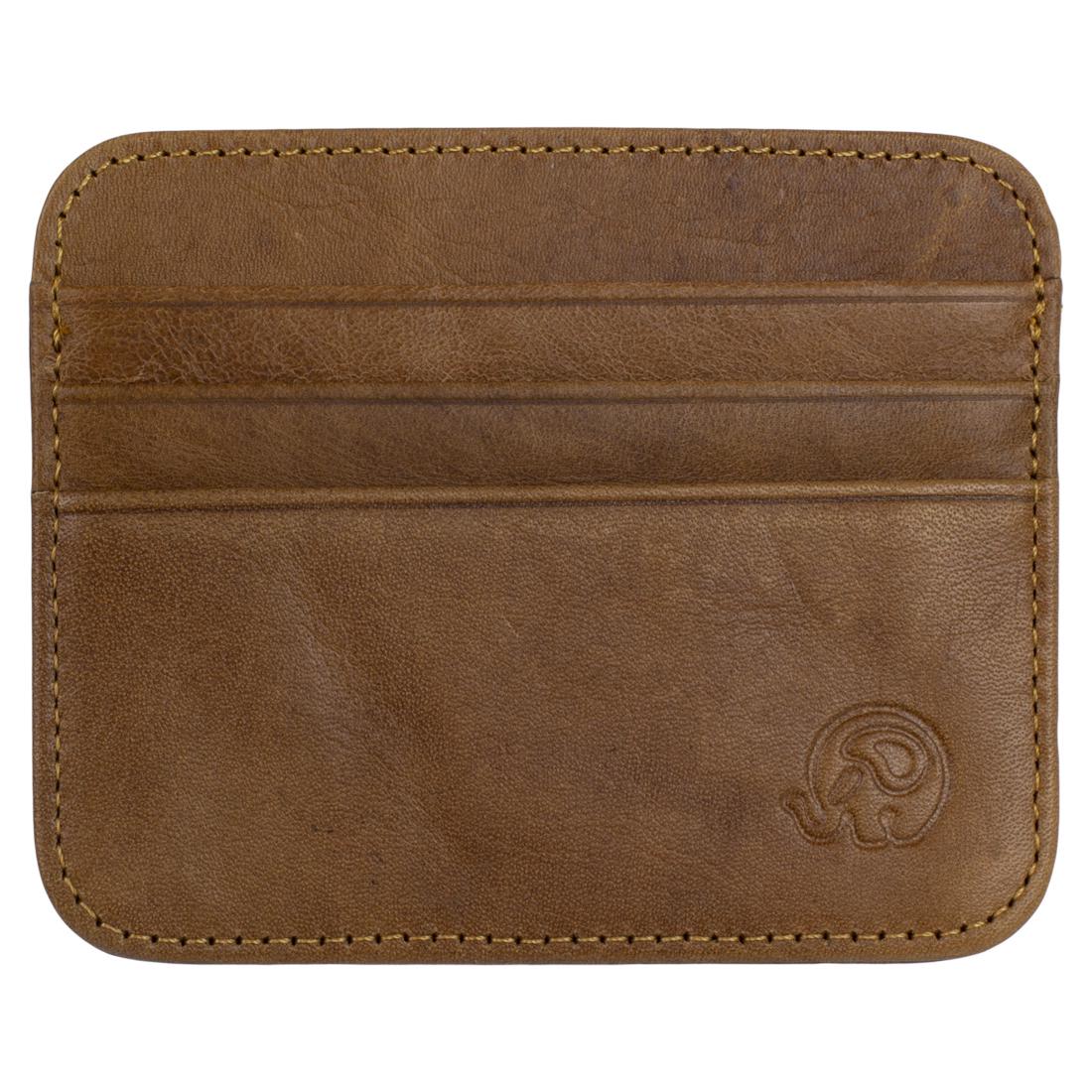 RFID Kartenetui Echtleder Braun – 6 Kartenfächer, 1 Geldscheinfach, Slim Card Holder 11×9×0,5 cm