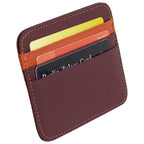 RFID Kartenetui Echtleder Dunkelrot – 6 Kartenfächer, 1 Geldscheinfach, Slim Card Holder 11×9×0,5 cm