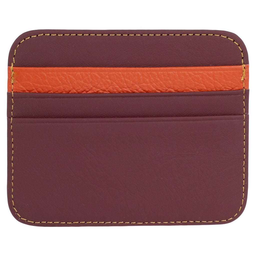 RFID Kartenetui Echtleder Dunkelrot – 6 Kartenfächer, 1 Geldscheinfach, Slim Card Holder 11×9×0,5 cm
