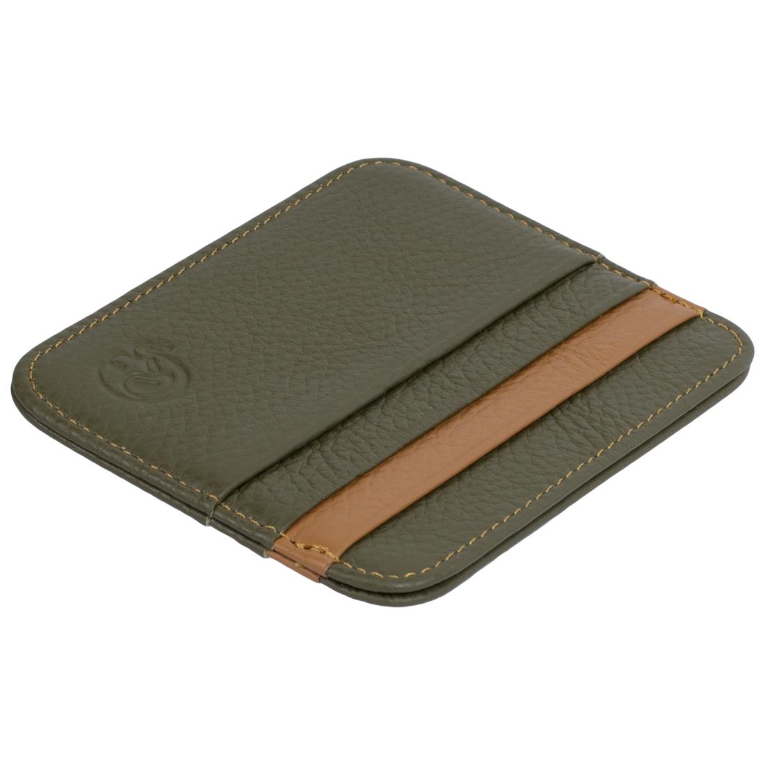 RFID Kartenetui Echtleder Olivgrün – 6 Kartenfächer, 1 Geldscheinfach, Slim Card Holder 11×9×0,5 cm
