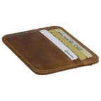 RFID Kartenetui Echtleder Braun – 6 Kartenfächer, 1 Geldscheinfach, Slim Card Holder 11×9×0,5 cm