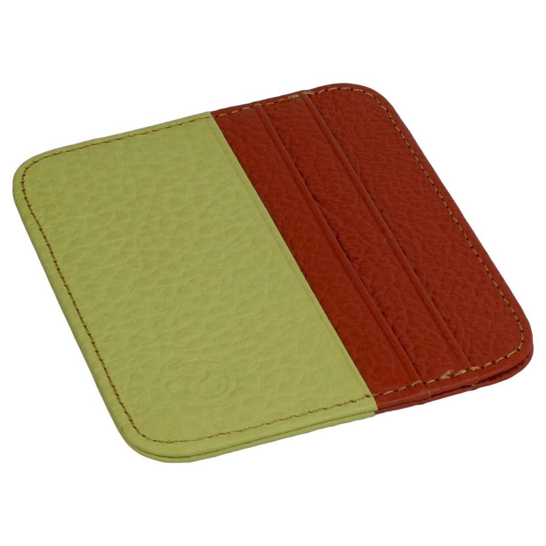 RFID Kartenetui Echtleder Rot-Grün, 6 Kartenfächer, 1 Geldscheinfach, Slim Card Holder 11×9×0,5 cm
