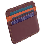 RFID Kartenetui Echtleder Dunkelrot – 6 Kartenfächer, 1 Geldscheinfach, Slim Card Holder 11×9×0,5 cm