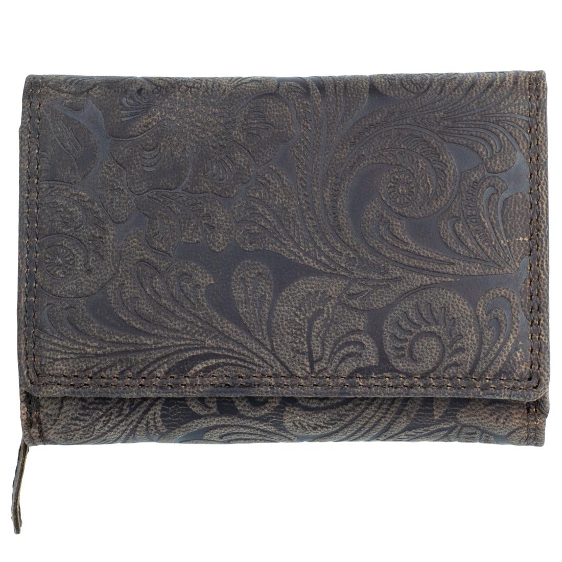 Damen Portemonnaie Geldbörse Geldbeutel aus Nappaleder mit RFID-Schutz, dunkelbraun, 12x8x2,5 cm, 9