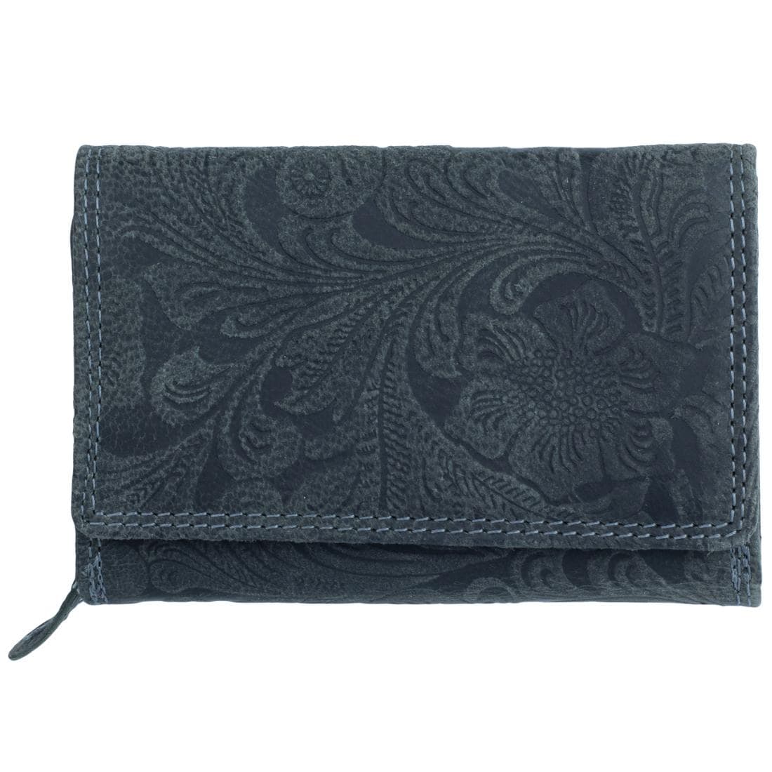 Damen Portemonnaie Geldbörse Geldbeutel Leder RFID Schutz Anthrazit, klein 12x8x2,5 cm, 9 Kartenfächer