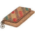 Damen Kork Portemonnaie RFID – vegane Geldbörse mit Doppelreißverschluss, 3 Kartenfächern und Münzfach, 15,5